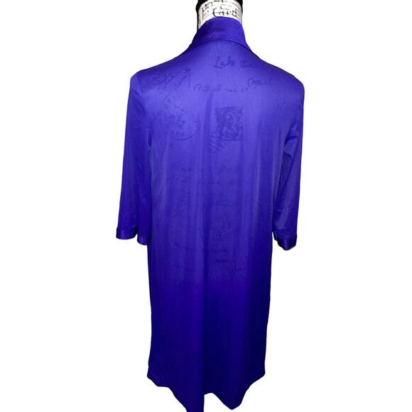 Vtg Vanity Fair‎ Nightgown Sz S Purple? Nylon Robe Button 3/4 Sleeve Embroidered - Picture 4 of 8